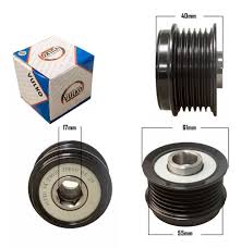 Polea de Alternador de Toyota Corolla / Matrix (Clutch; Sistema DENSO; Canales: 6; Alto: 40 mm; Diametro Cuerpo Ex.: 61 mm; Diametro Cuerpo Int.: 55 mm; Diametro Int.: 17 mm) – TM-PLALT-001 / VK-28650 / POL-28650