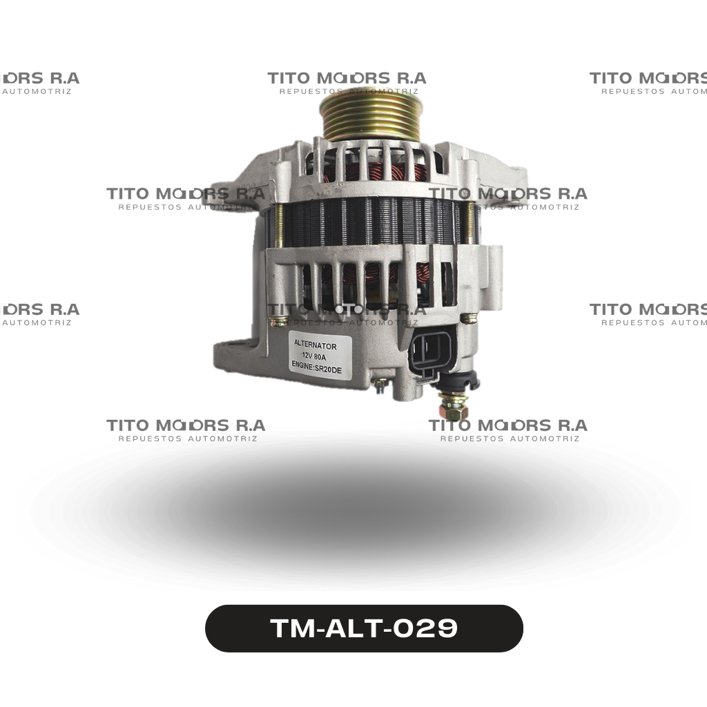 Alternador Nissan K24 / GA15 / QG15 /  B14 USA - Nissan Sunny / Datsun / Frontier  (12 V; 80 AMP; c/Bomba de vacío) – TM-ALT-029